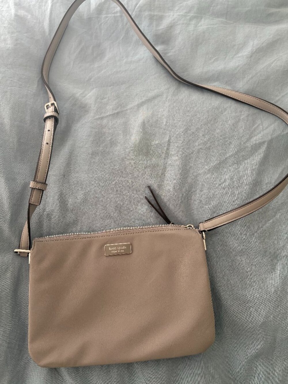 Grey Kate Spade Triple Gusset Crossbody Bag